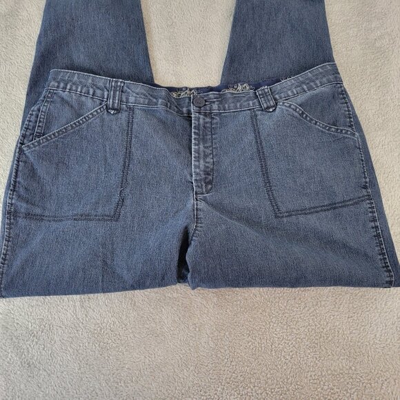 Riders Lee Womens Jeans 18 Plus Capri Zip Fly Dark Blue Denim Wash CAP39E - Picture 3 of 9